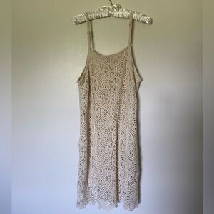 Beige Cotton Crochet Dress